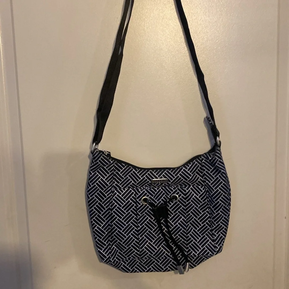 baggallini Womens CROSSBODY Shoulder Bagg Adjustable Strap PURSE BLACK Geometric
